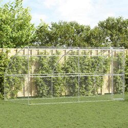 Durable Silver Dog Kennel Set – 4 x 2 x 2 m
