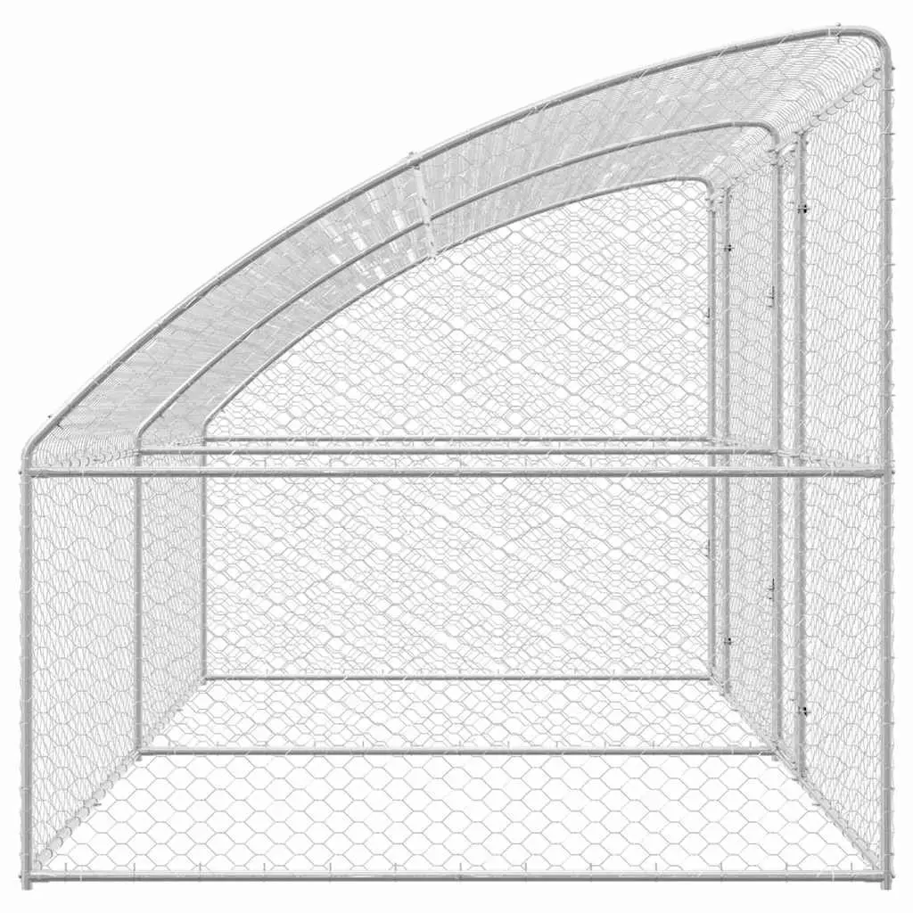 Dog Kennel 2 pcs Silver 4 x 2 x 2 m Outdoor Pet Run Shelter Lockable Mesh