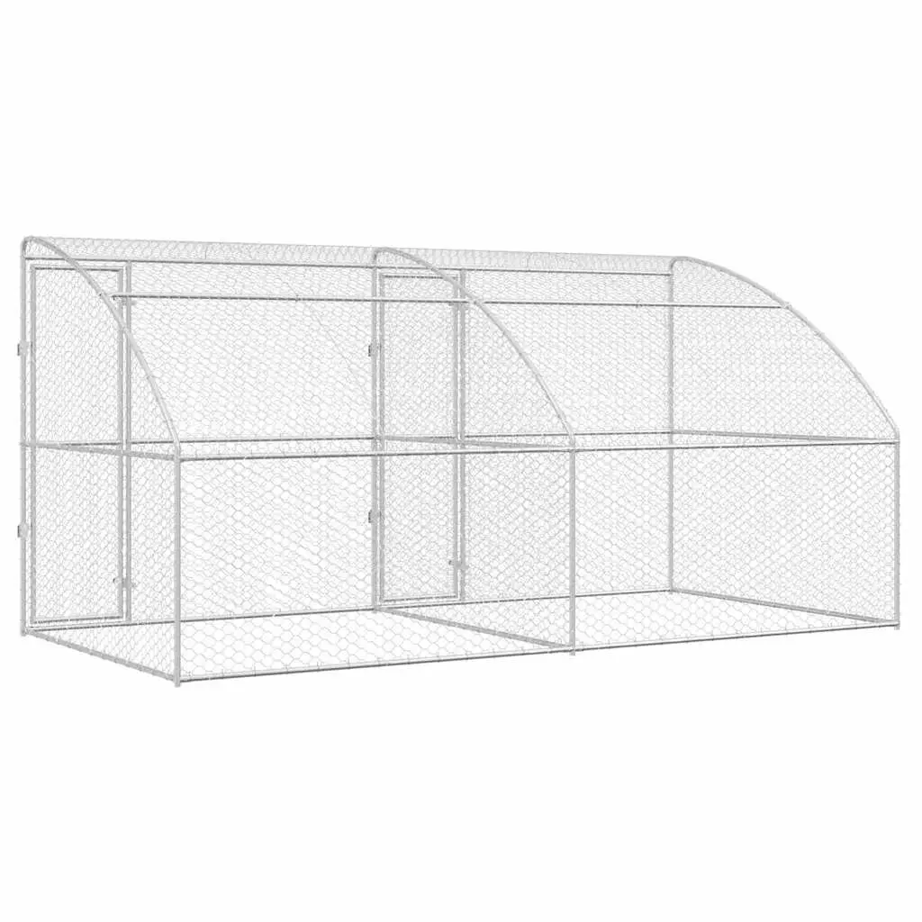 Dog Kennel 2 pcs Silver 4 x 2 x 2 m Outdoor Pet Run Shelter Lockable Mesh