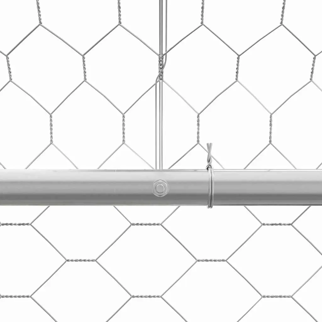 Dog Kennel 2 pcs Silver 4 x 2 x 2 m Outdoor Pet Run Shelter Lockable Mesh
