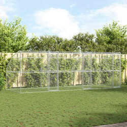 Silver Outdoor Dog Kennel 3 pcs 6 x 2 x 2 m