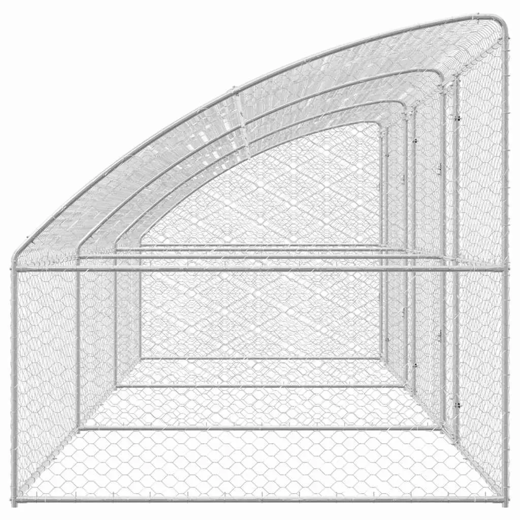 Dog Kennel Galvanised Steel 6 x 2 x 2 m Silver 3 Piece Outdoor Pet Enclosure Run Shelter