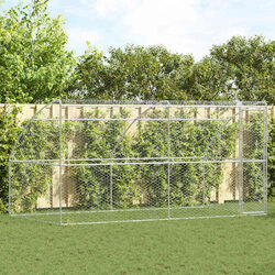 Durable 2 pcs Silver Dog Kennel 4 x 2 x 2 m with Lockable Door
