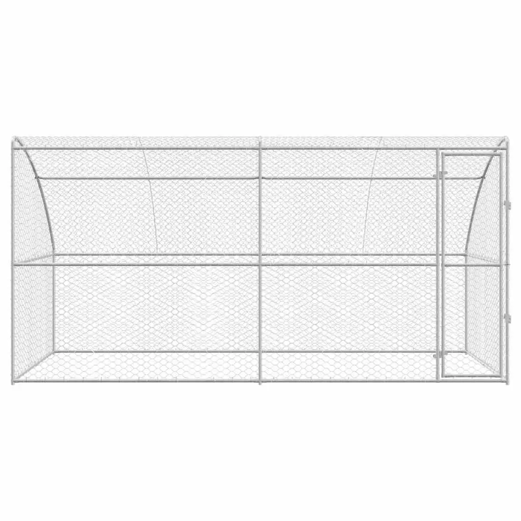 Dog Kennel Galvanised Steel 4 x 2 x 2 m Silver 2 pcs Outdoor Pet Run Enclosure Lockable Door