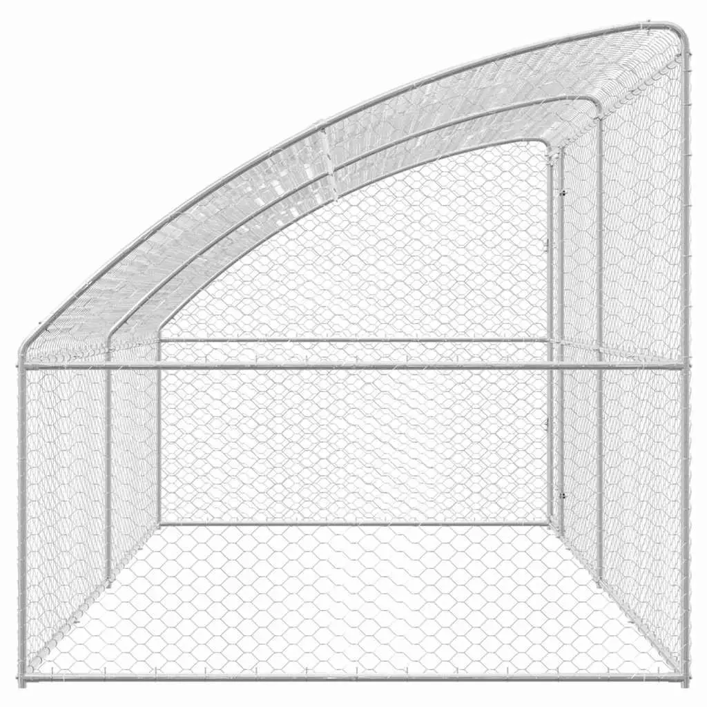 Dog Kennel Galvanised Steel 4 x 2 x 2 m Silver 2 pcs Outdoor Pet Run Enclosure Lockable Door