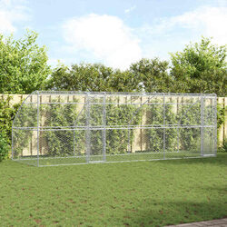 Sturdy Silver Outdoor Dog Kennel 3 pcs 6 x 2 x 2 m