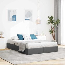 Durable Grey Fabric Storage Bed 137x190cm with Hydraulic Lift