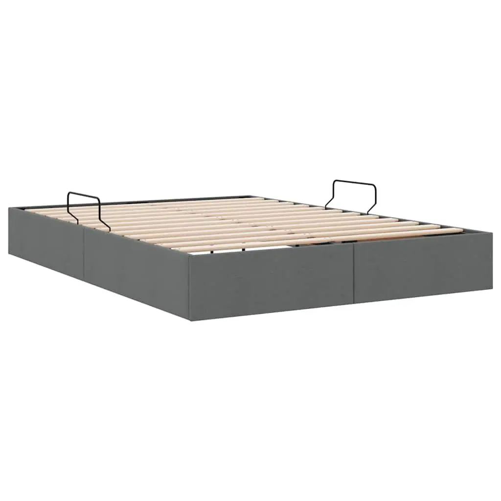 Storage Bed Fabric 137x190cm Grey Hydraulic Lift