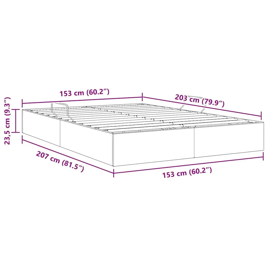 Storage Bed Metal 153x203cm Grey