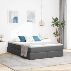 Grey Modern Storage Bed with Mattress and Hydraulic Lift