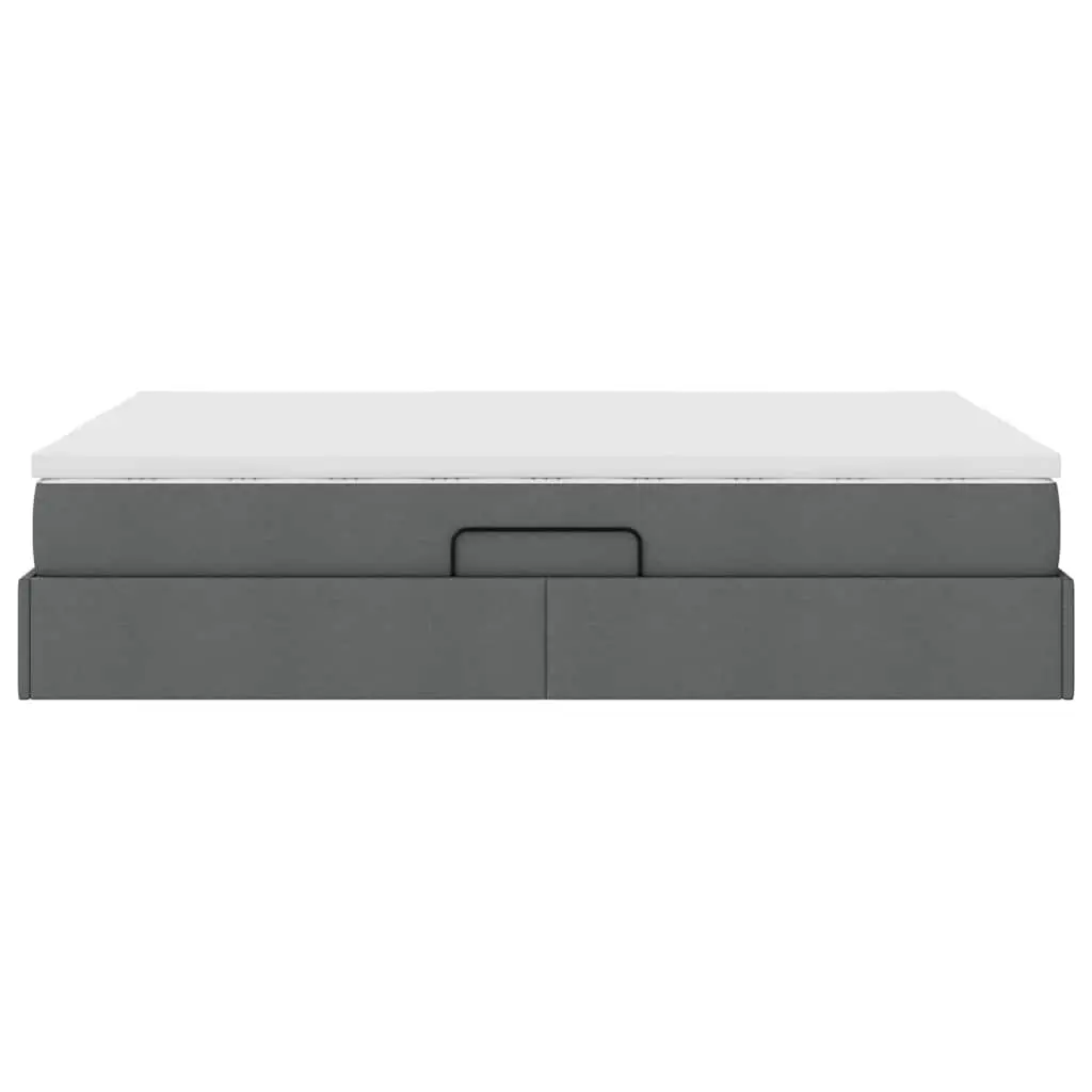 Storage Bed Metal 152 x 203 cm Grey with Pocket Spring Mattress