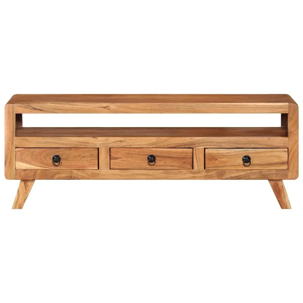 Brown Solid Acacia Wood TV Cabinet with Storage Drawers