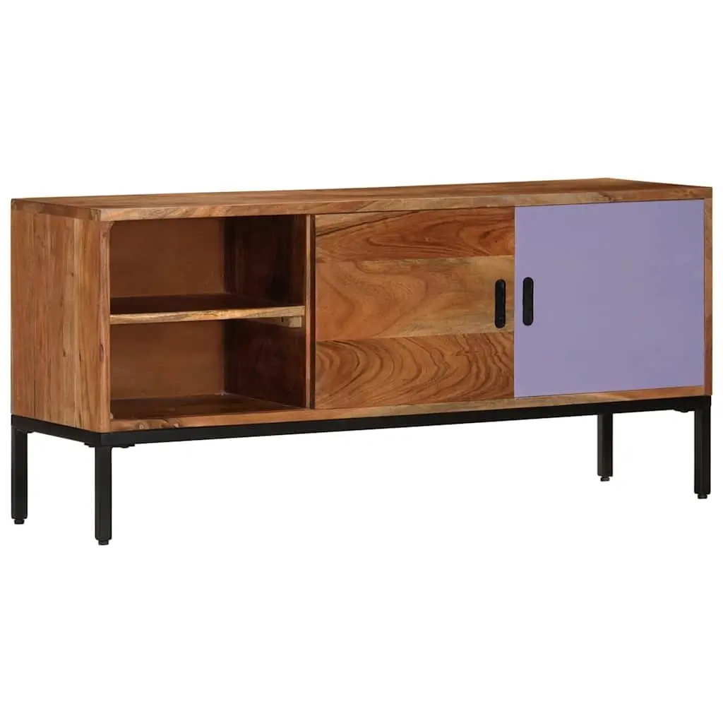 TV Cabinet Solid Acacia Wood 110x30x50 cm Honey Brown Grey