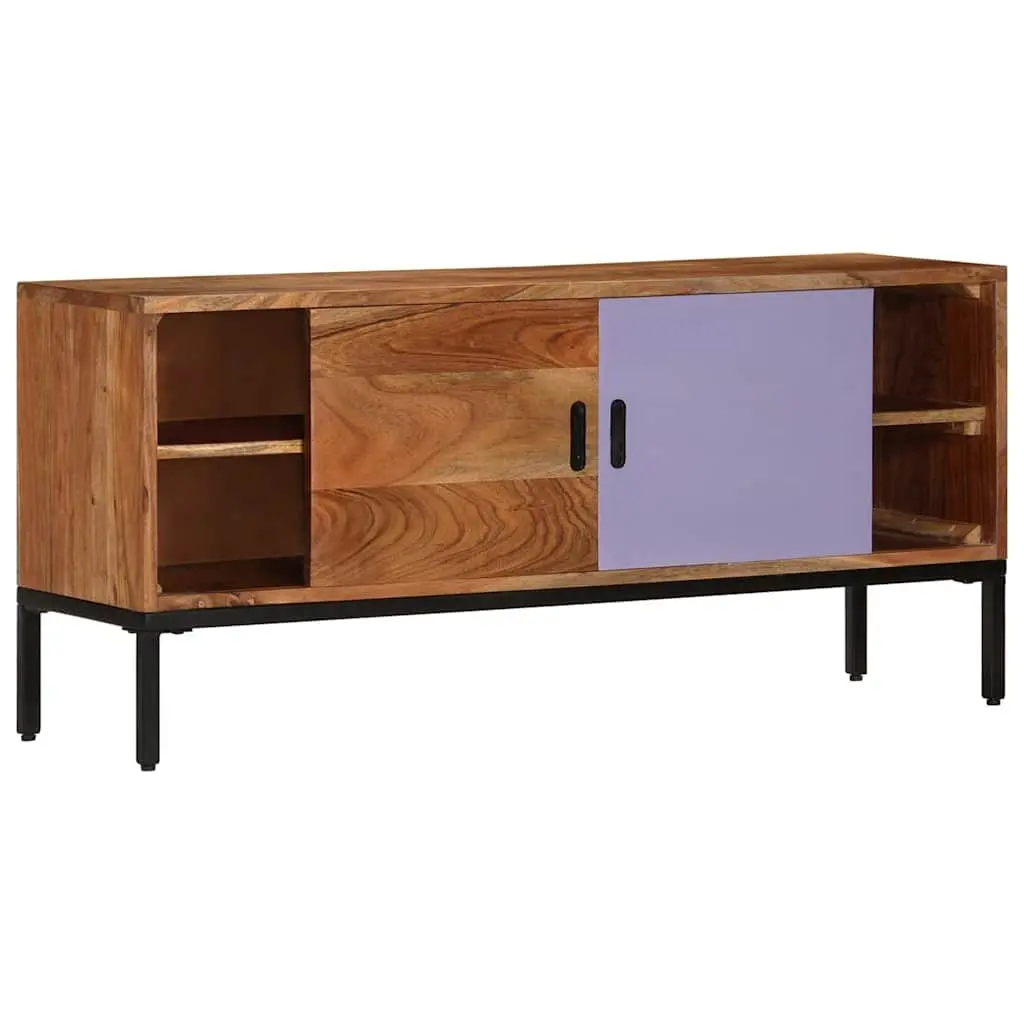 TV Cabinet Solid Acacia Wood 110x30x50 cm Honey Brown Grey