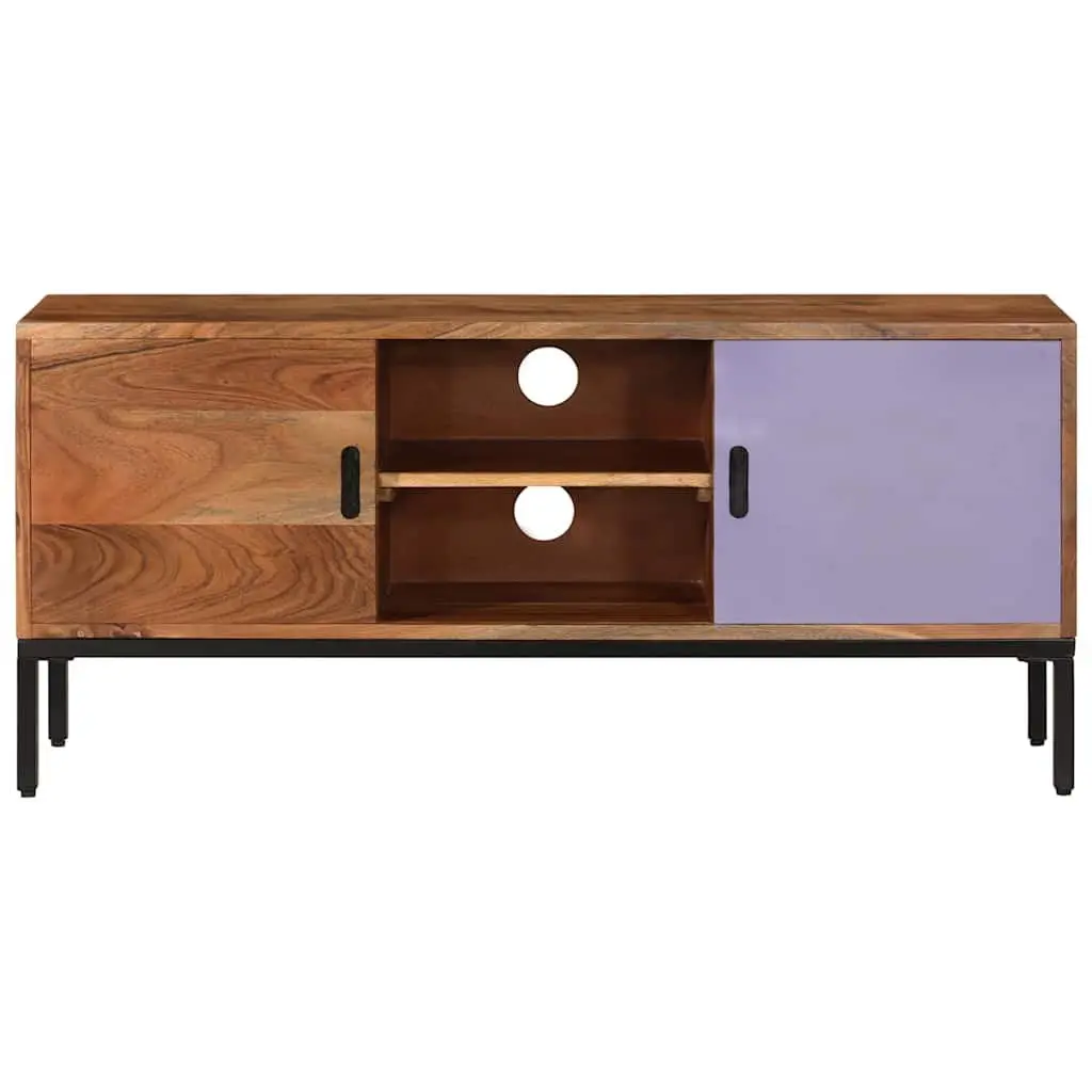 TV Cabinet Solid Acacia Wood 110x30x50 cm Honey Brown Grey