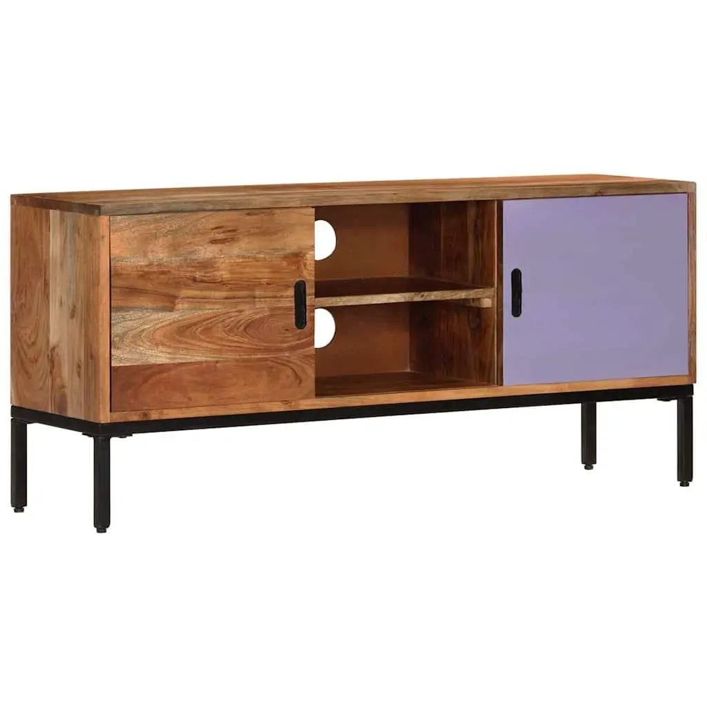 TV Cabinet Solid Acacia Wood 110x30x50 cm Honey Brown Grey