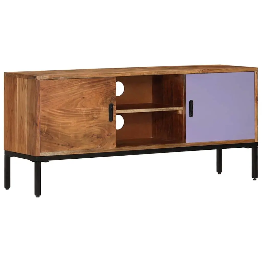 TV Cabinet Solid Acacia Wood 110x30x50 cm Honey Brown Grey