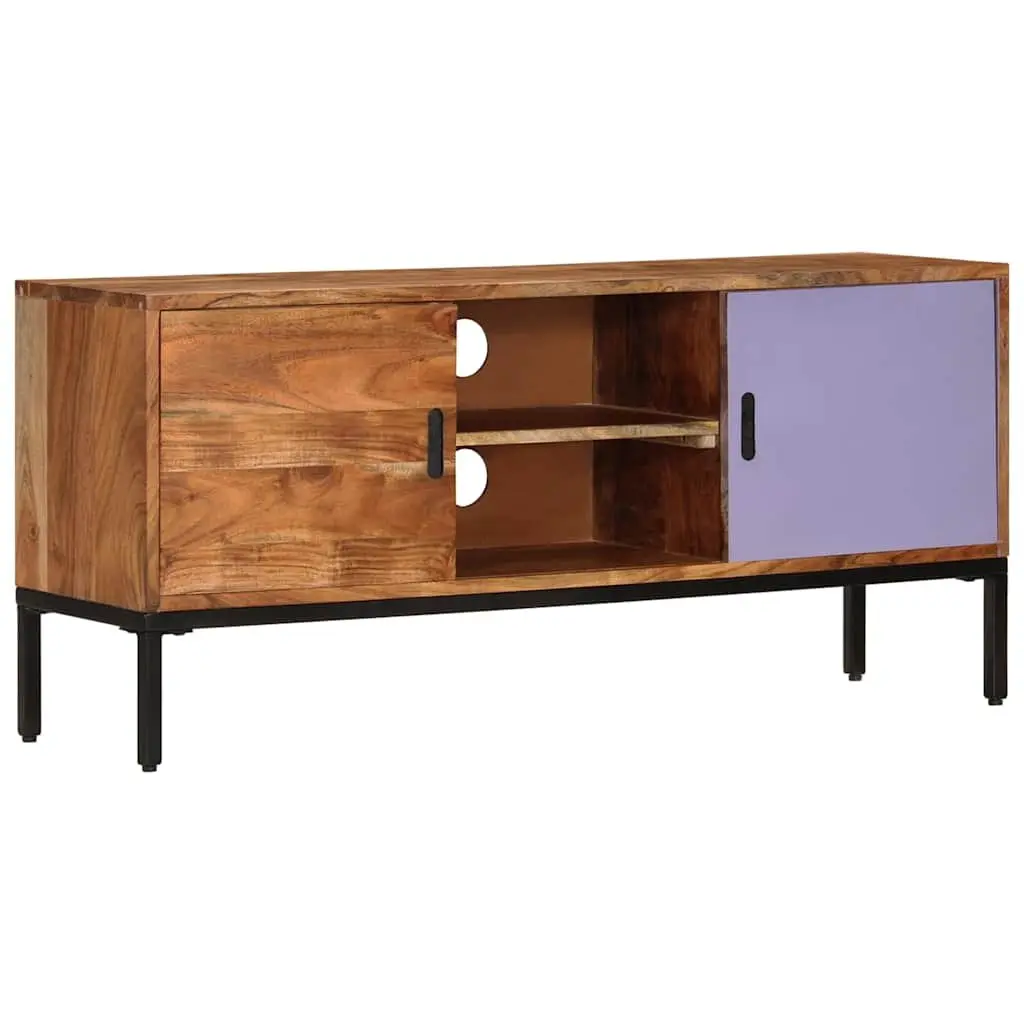TV Cabinet Solid Acacia Wood 110x30x50 cm Honey Brown Grey