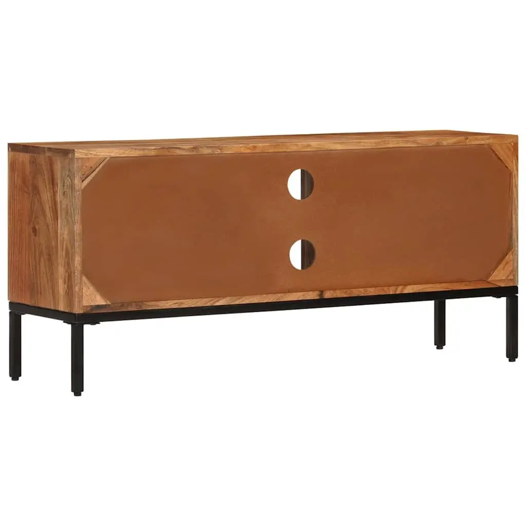 TV Cabinet Solid Acacia Wood 110x30x50 cm Honey Brown Grey