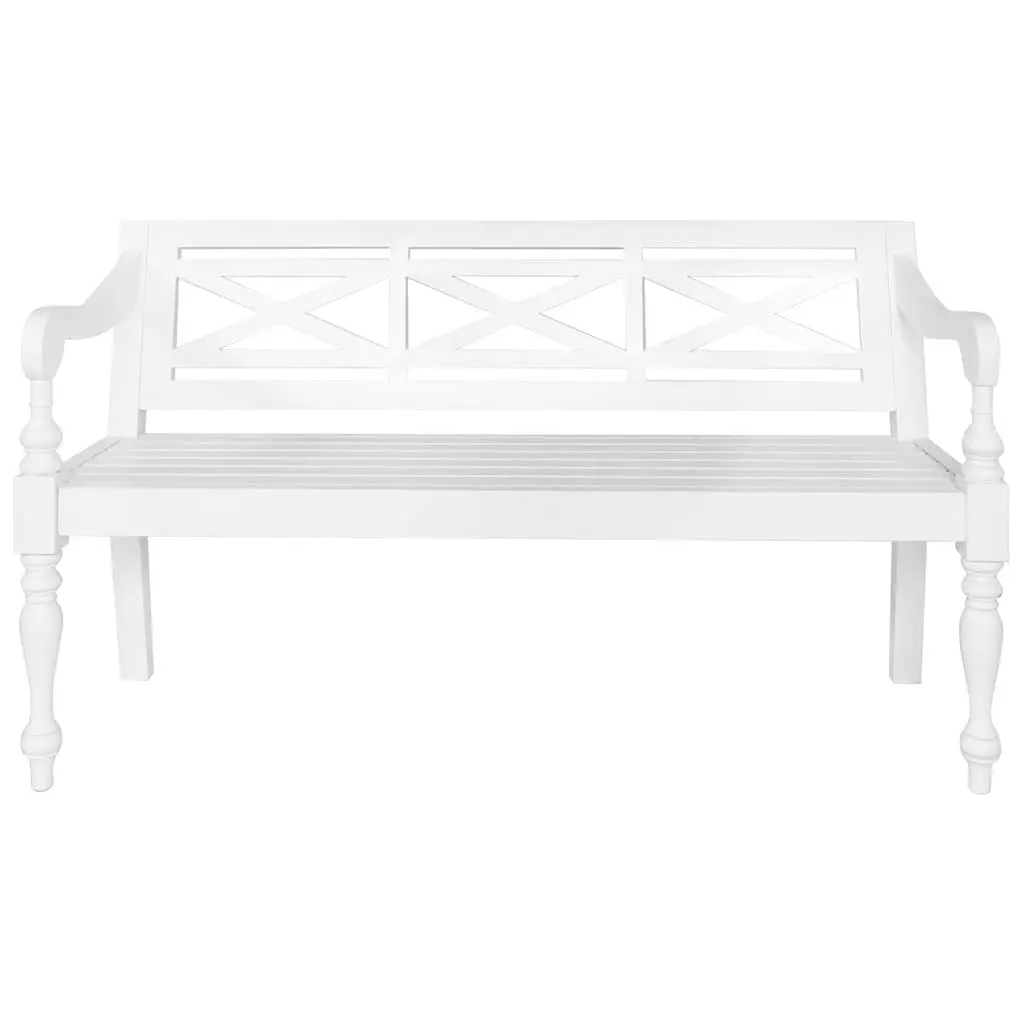 Wooden Storage Bench 123cm White Indoor Seating with Curved Armrests for Entryway and Hallway