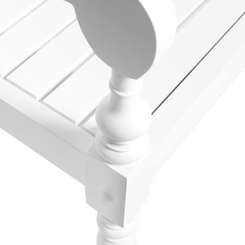 Wooden Storage Bench 123cm White Indoor Seating with Curved Armrests for Entryway and Hallway