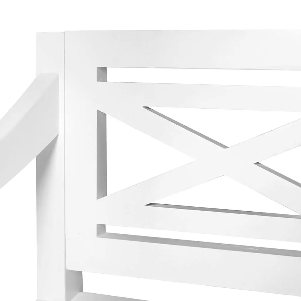 Wooden Storage Bench 123cm White Indoor Seating with Curved Armrests for Entryway and Hallway