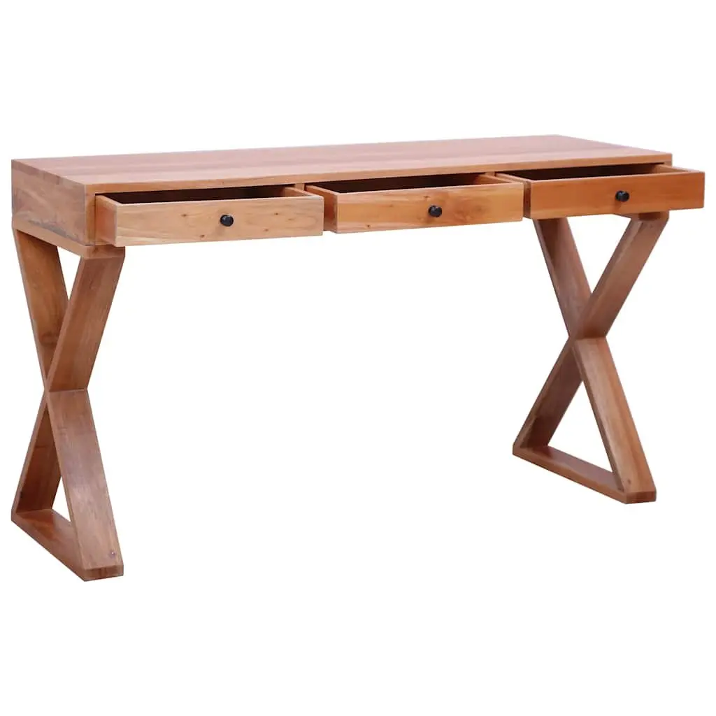 Computer Desk Solid Mahogany Wood Natural Home Office Writing Table Storage
