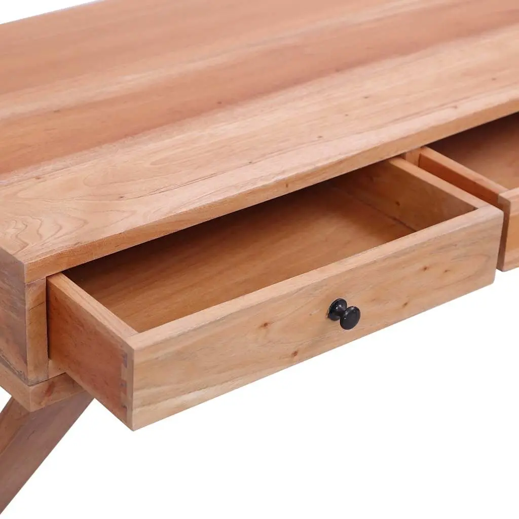 Computer Desk Solid Mahogany Wood Natural Home Office Writing Table Storage