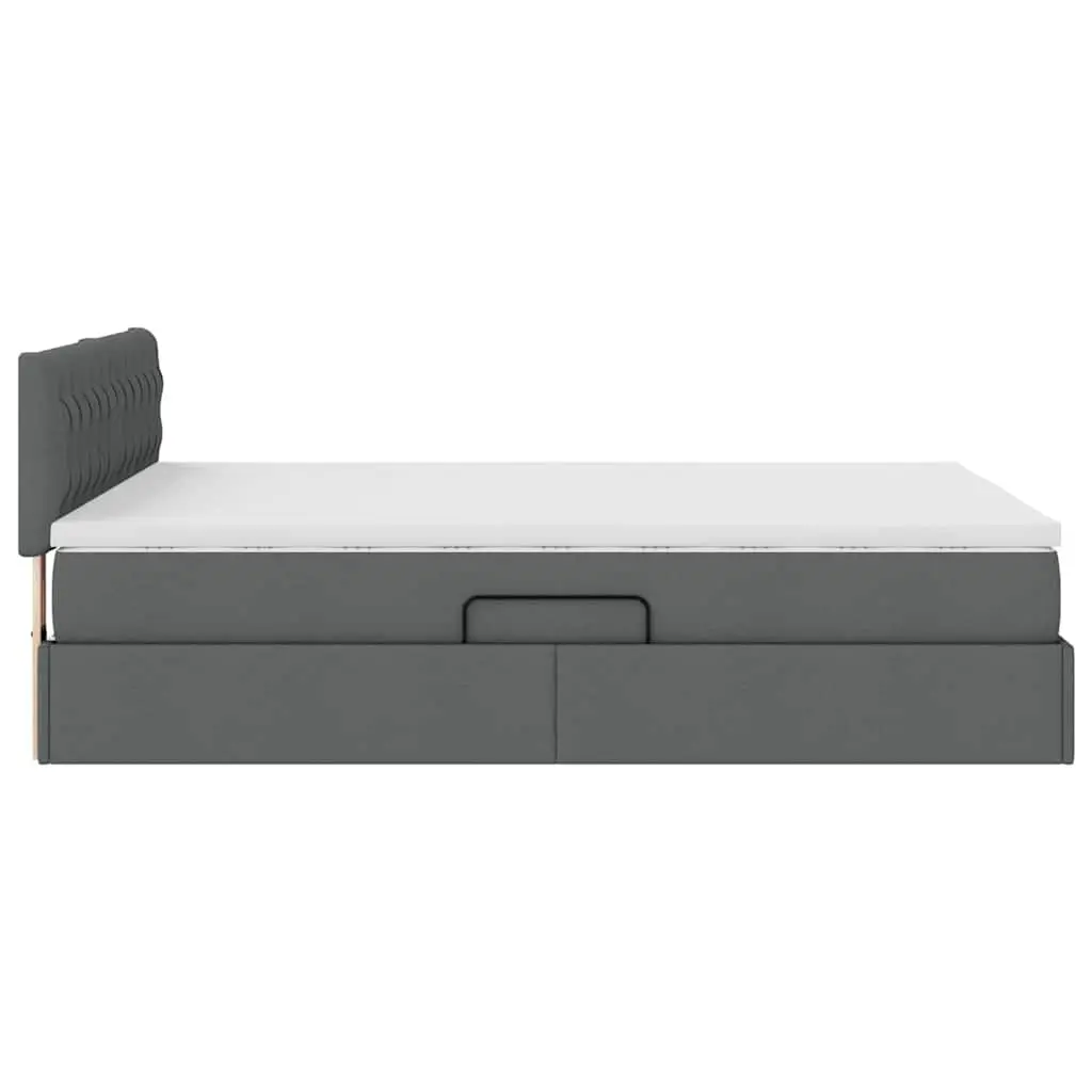 LED Storage Bed with Mattress in Dark Grey 152 x 203 cm