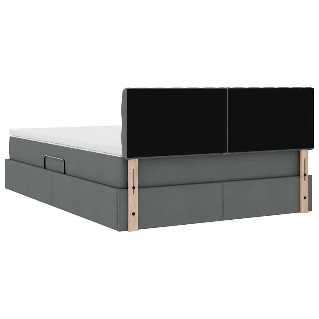 LED Storage Bed with Mattress in Dark Grey 152 x 203 cm