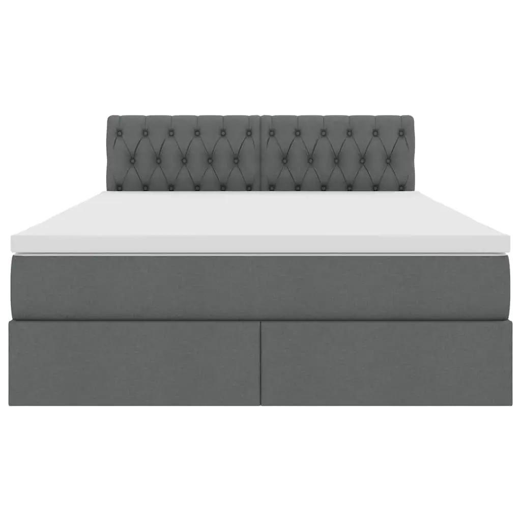 LED Storage Bed with Mattress in Dark Grey 152 x 203 cm
