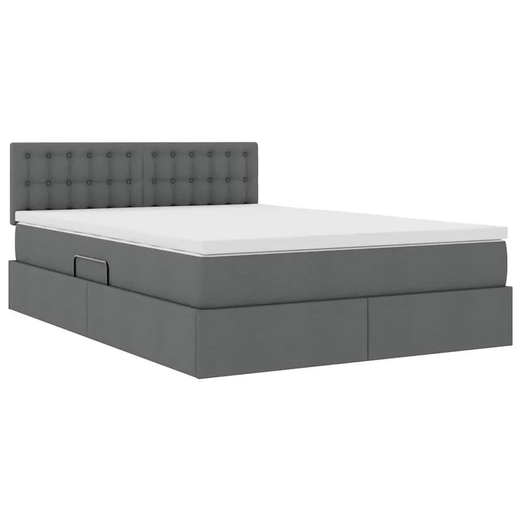LED Storage Bed with Mattress Dark Grey 152x203cm Frame