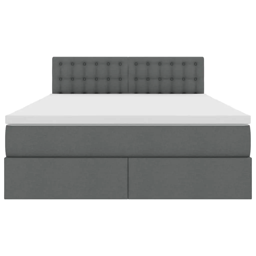 LED Storage Bed with Mattress Dark Grey 152x203cm Frame