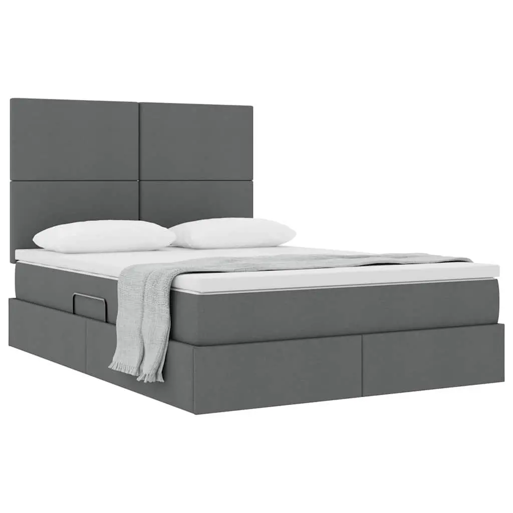 Grey Storage Bed with Hydraulic Lift Mechanism