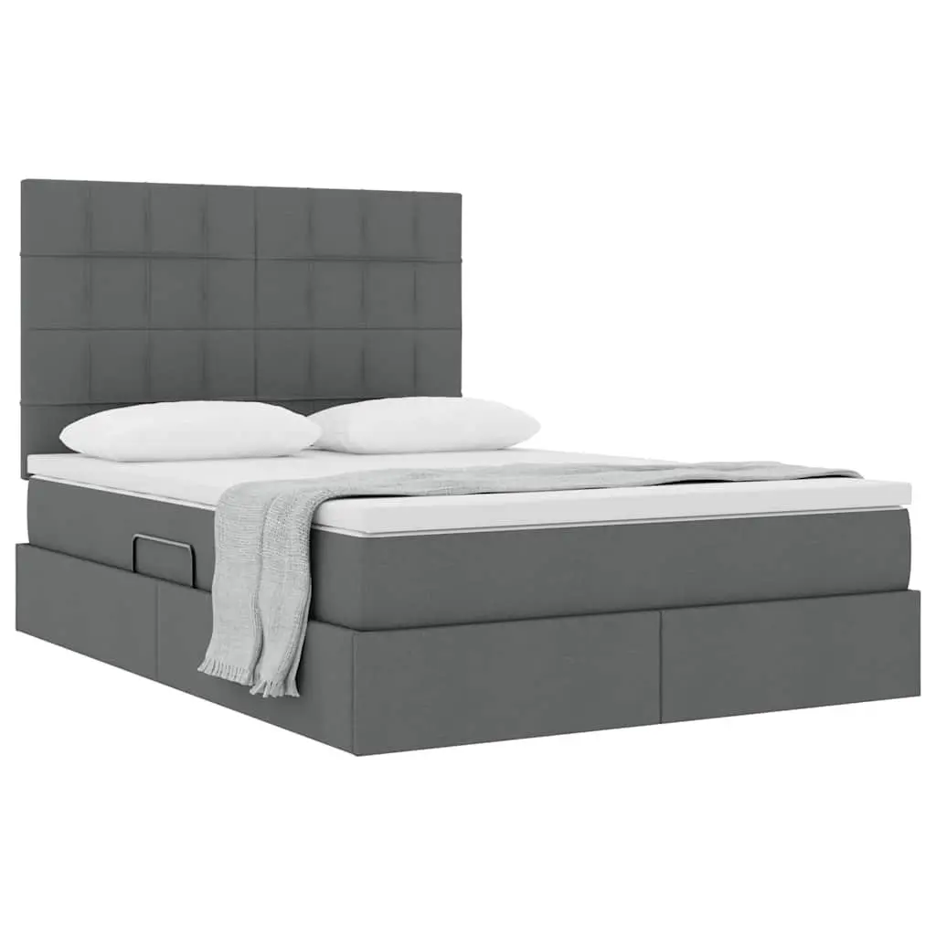 Grey Storage Bed with Hydraulic Lift Mechanism 153 x 203 cm
