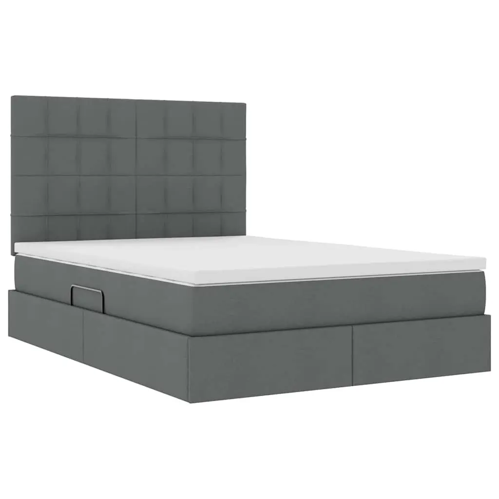 Grey Storage Bed with Hydraulic Lift Mechanism 153 x 203 cm