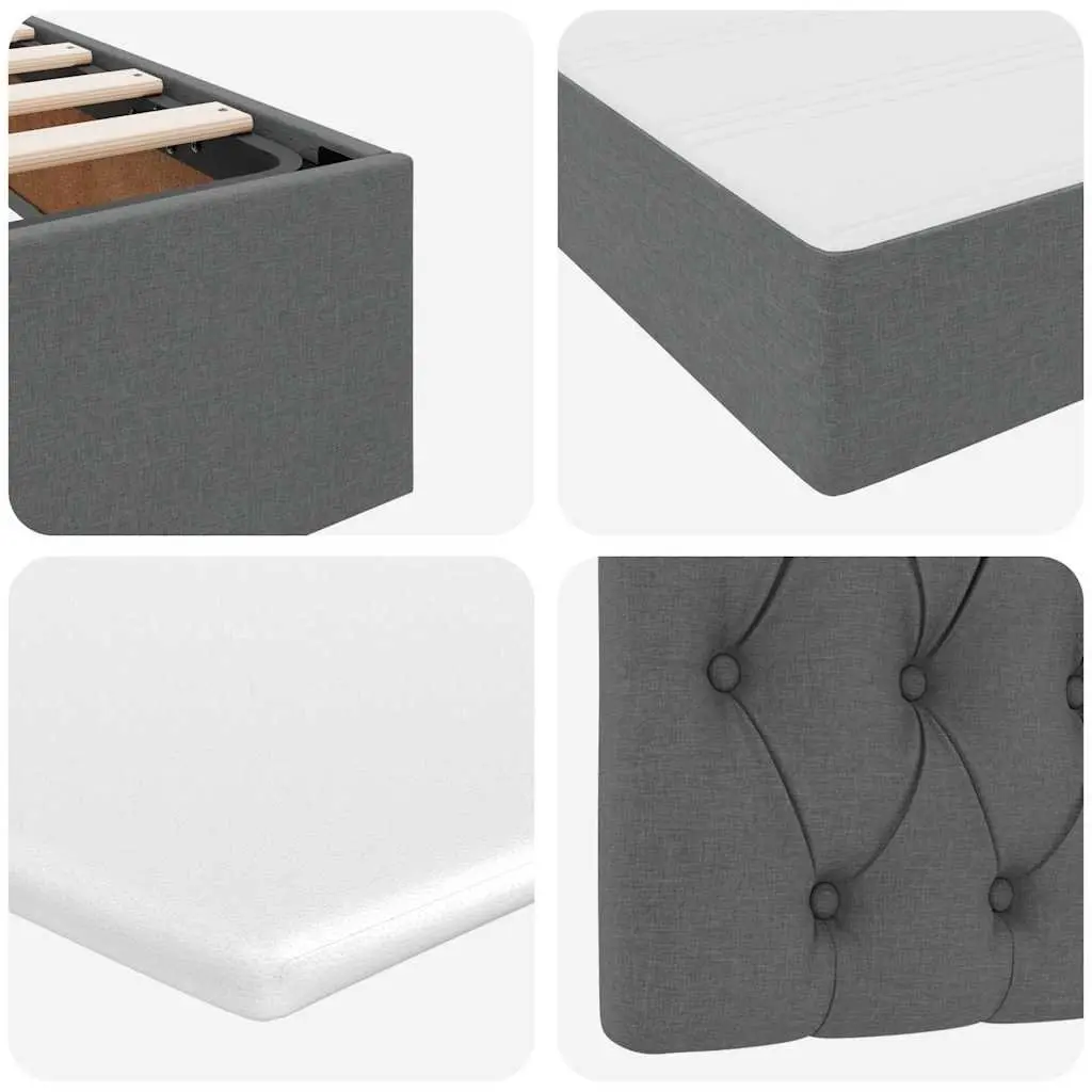 Storage Bed with Headboard Grey 153x203cm