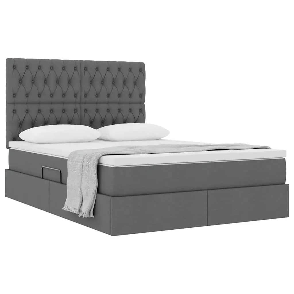 Storage Bed with Headboard Grey 153x203cm