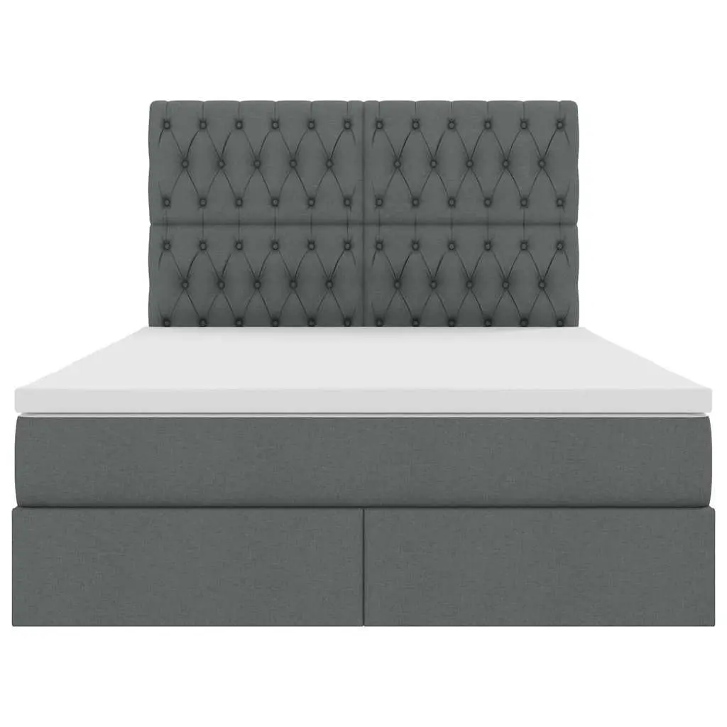 Storage Bed with Headboard Grey 153x203cm