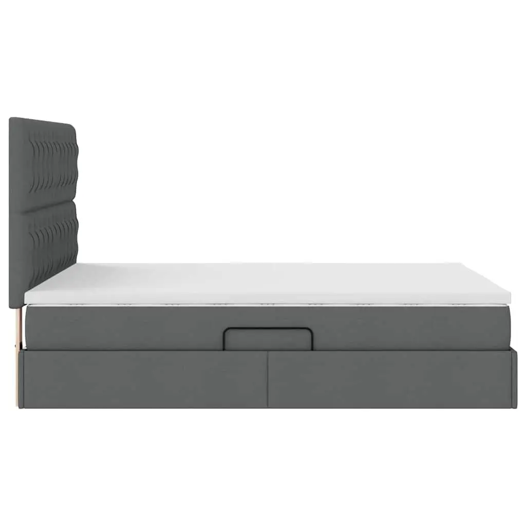 Storage Bed with Headboard Grey 153x203cm