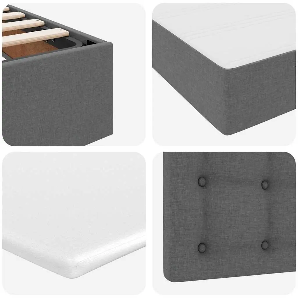 Grey Storage Bed with Hydraulic Lift Headboard 153 x 203 cm