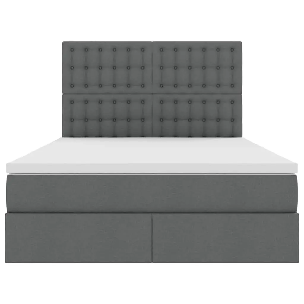 Grey Storage Bed with Hydraulic Lift Headboard 153 x 203 cm