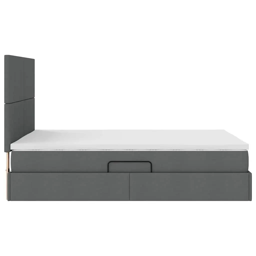 Dark Grey LED Storage Bed with Mattress 152 x 203 cm