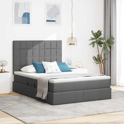 Stylish LED Storage Bed with Mattress Dark Grey 152 x 203 cm