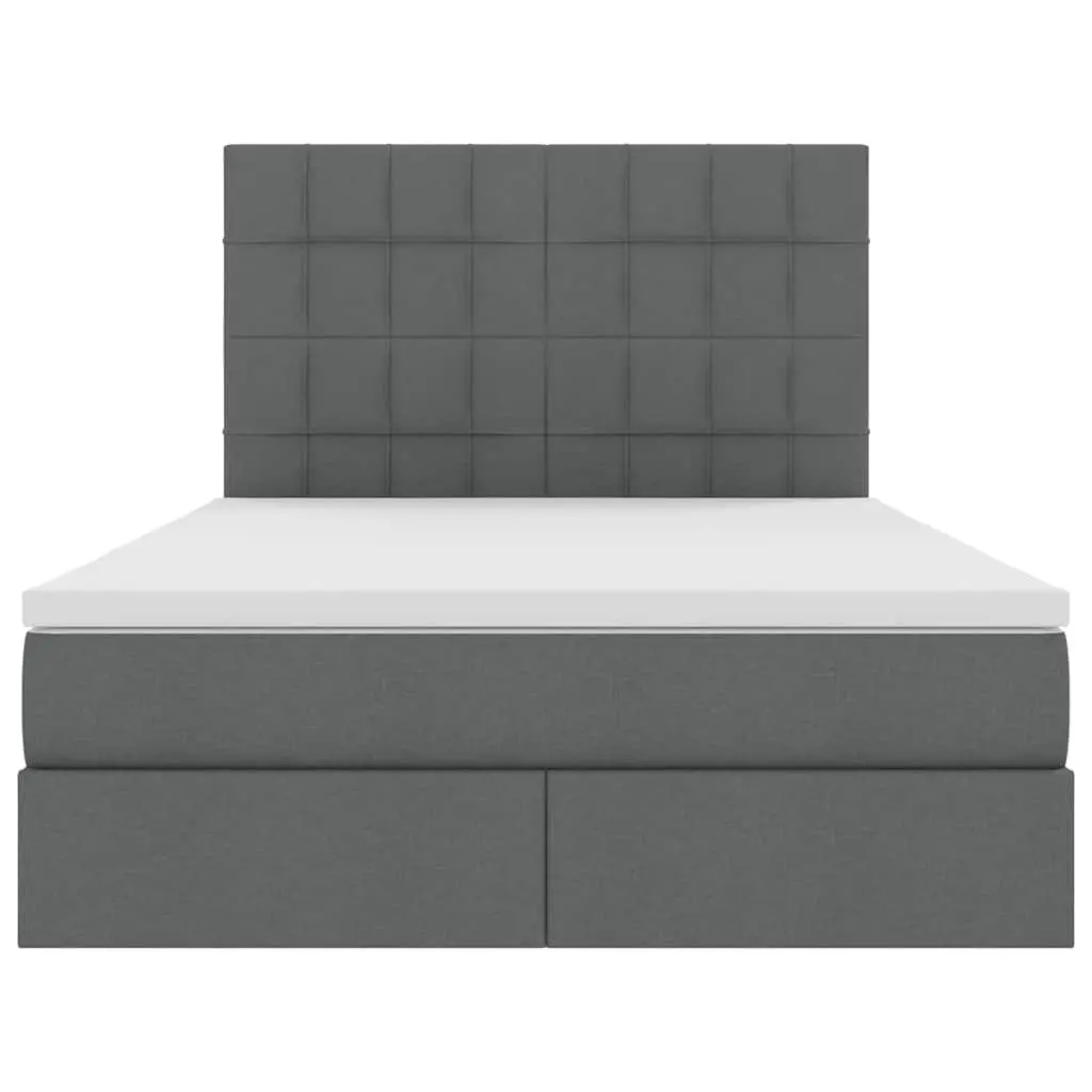LED Storage Bed with Mattress Dark Grey 152 x 203 cm
