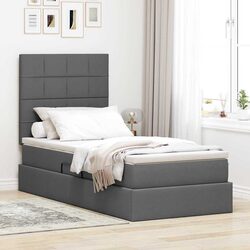 Durable Dark Grey Storage Bed with LED Lights and Mattress