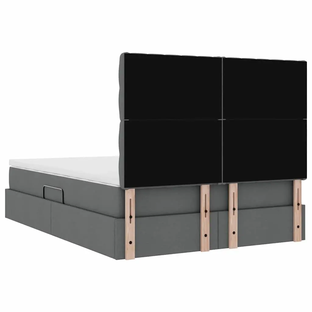 Storage Bed LED Dark Grey 152x203cm Padded Headboard