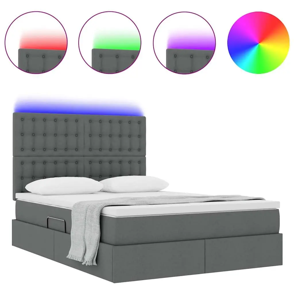 LED Storage Bed with Mattress in Dark Grey