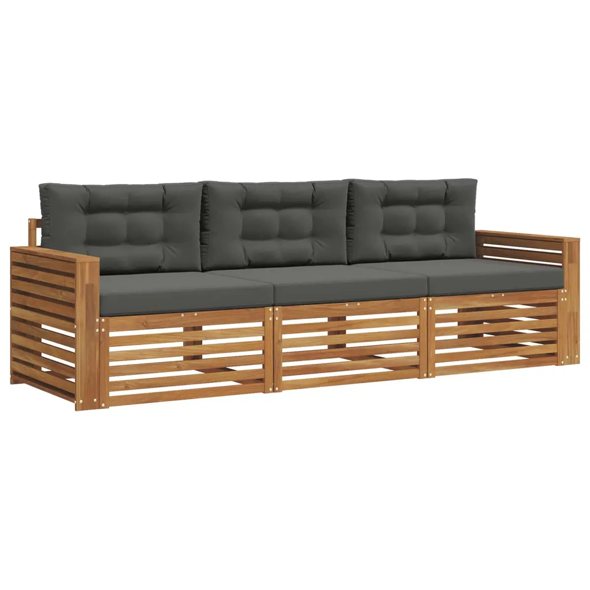 3-Piece Modular Outdoor Sofa Set in Natural Acacia