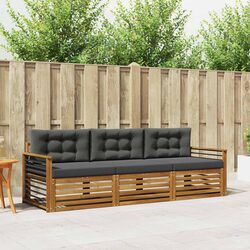 3-Piece Garden Sofa Set in Natural Anthracite Acacia